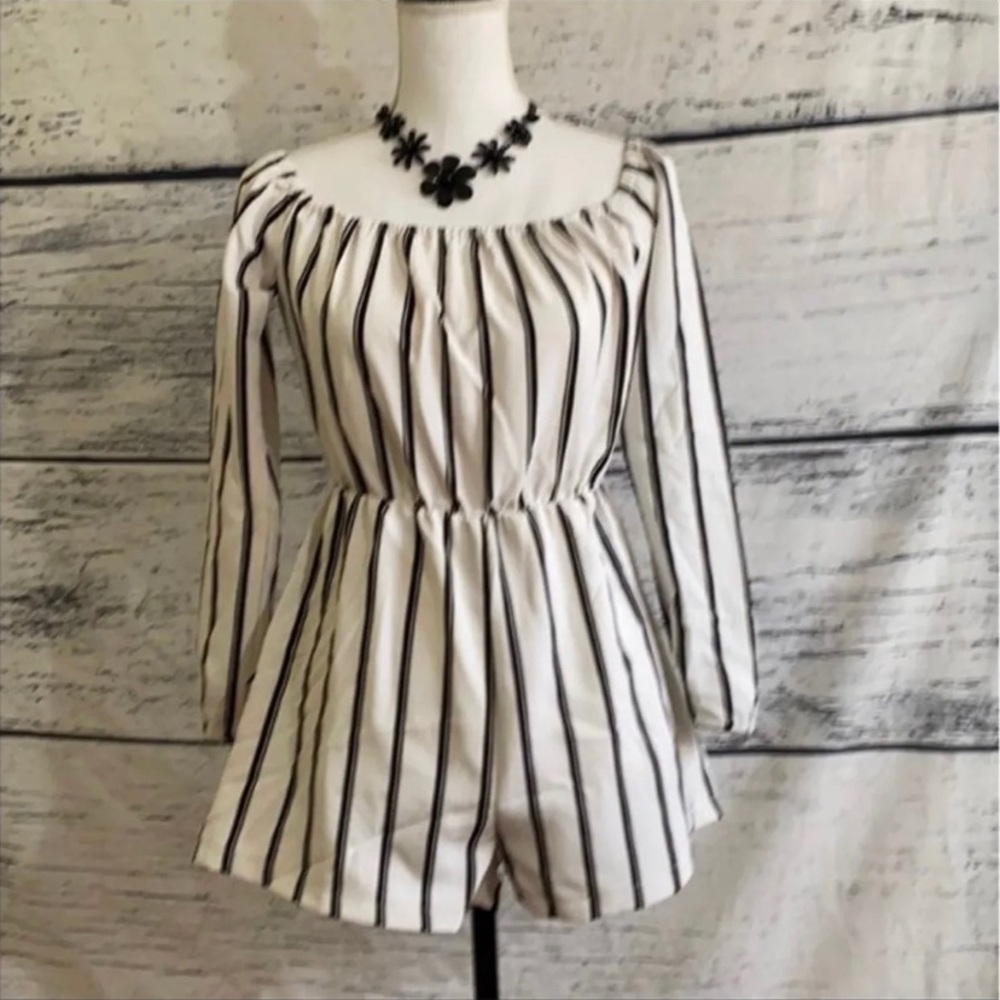 NWT Missguided Striped Bardot Jumpsuit!